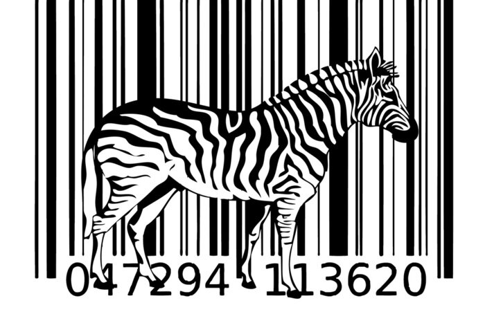 Sticker Zebra und Strichcode