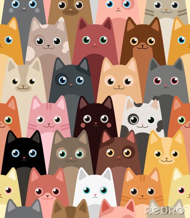 Sticker Zeichnerische Katzen für Kinder