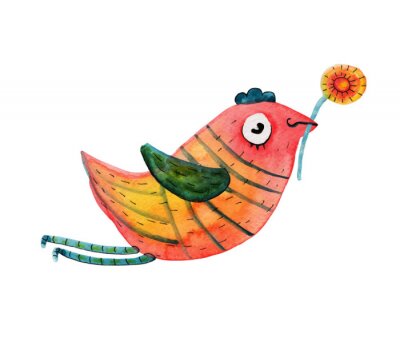 Sticker zeichnerischer Vogel in Farbschattierungen