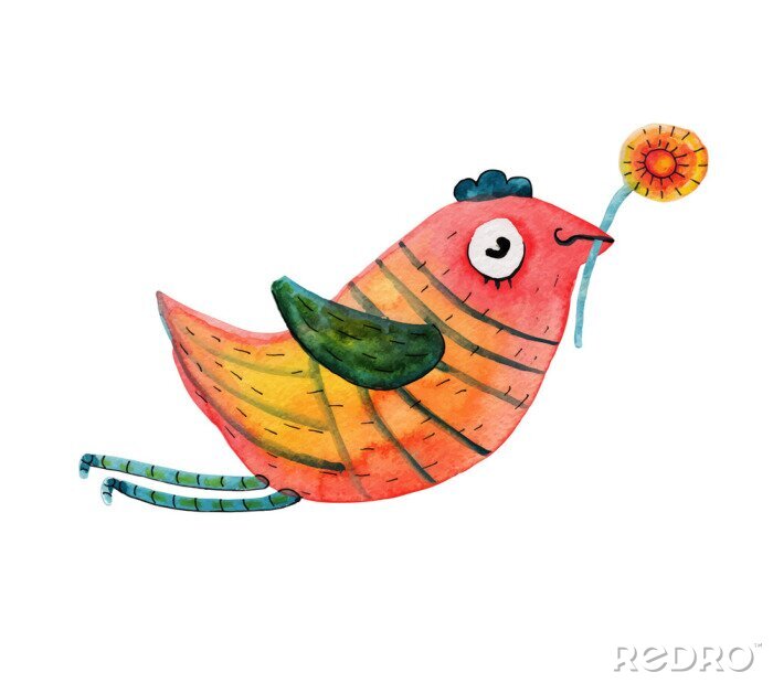 Sticker zeichnerischer Vogel in Farbschattierungen