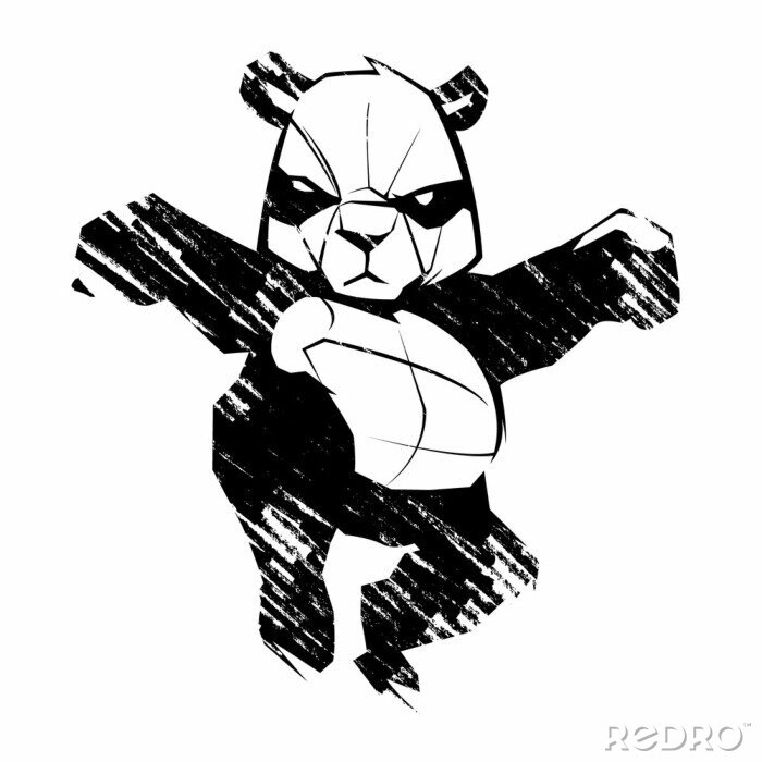 Sticker Zeichnung mit einem bedrohlichen Pandabären