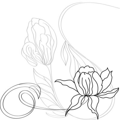 Sticker Zeichnung mit großen Blumen