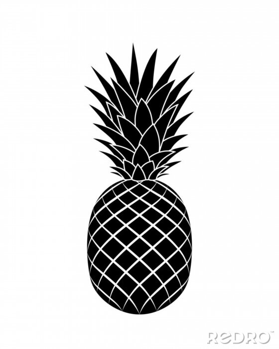 Sticker Zeichnung schwarz-weiß einzelne Ananas