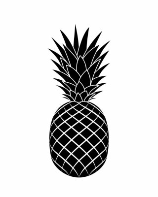 Sticker Zeichnung schwarz-weiß einzelne Ananas