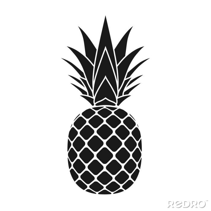 Sticker Zeichnung schwarz-weiße Ananas minmalistisches Schema