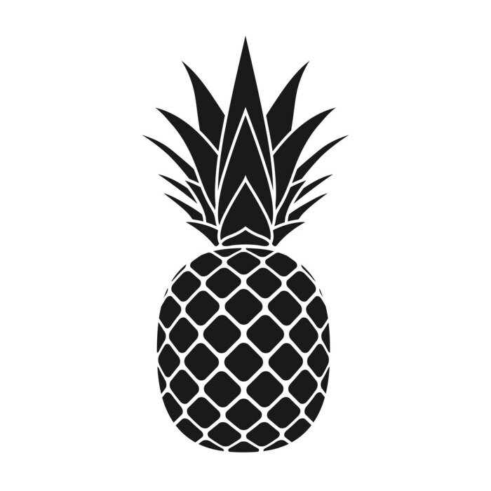 Sticker Zeichnung schwarz-weiße Ananas minmalistisches Schema