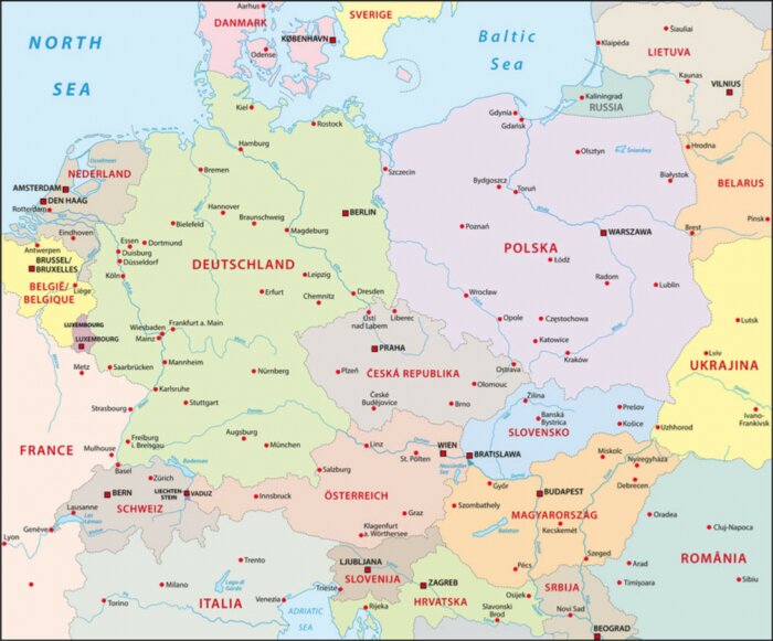 Sticker Zenraleuropa, Mitteleuropa