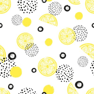 Zitronen und gemusterte Kreise