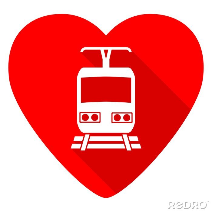 Sticker Zug roten Herzen valentine flachen Symbol