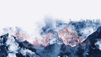 Zusammenfassung Berge im Morgenlicht, digitale Aquarell p