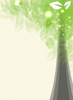 Sticker Zusammenfassung futuristischen Karte stilisierter Baum mit grünen Blattwerk