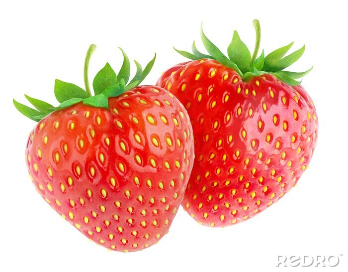 Sticker Zwei Erdbeeren auf weißem Hintergrund Grafik