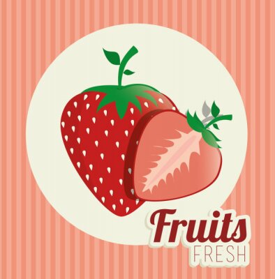 Sticker Zwei Erdbeeren mit Aufschrift einfache Grafik
