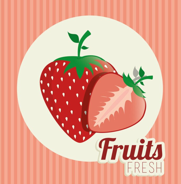 Sticker Zwei Erdbeeren mit Aufschrift einfache Grafik