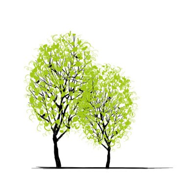 Sticker Zwei Frühjahr Bäume für Ihr Design