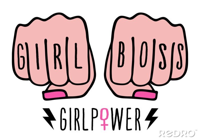Sticker Zwei geballte Fäuste Grafik Girl Power