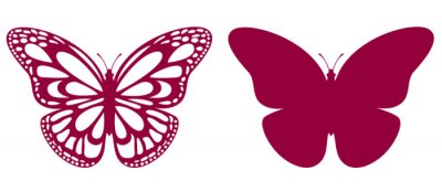 Sticker Zwei Grafiken, die den Umriss eines Schmetterlings darstellen