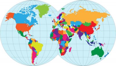 Zwei Halbkugeln mit Weltkarte