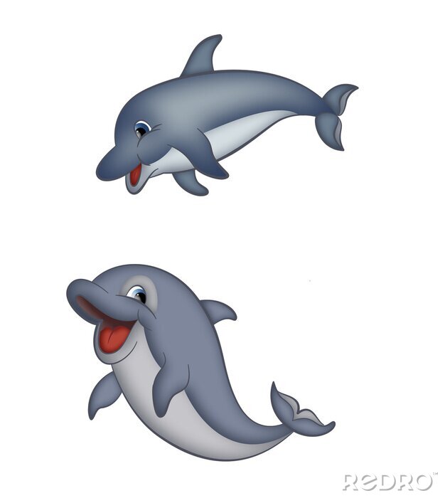 Sticker Zwei lachende Delfine
