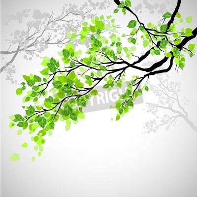 Sticker Zweig mit Blättern