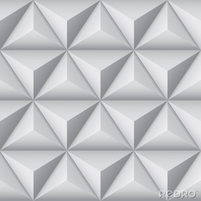 Tapete 3d geometric pattern with pyramids. Abstract gray seamless background