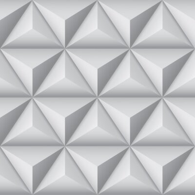 Tapete 3d geometric pattern with pyramids. Abstract gray seamless background