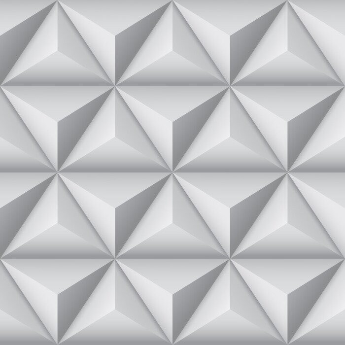 Tapete 3d geometric pattern with pyramids. Abstract gray seamless background