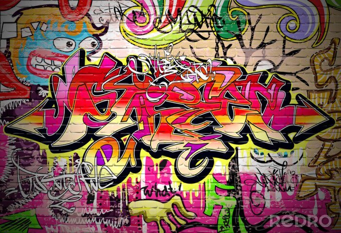 Tapete 3D Graffiti in Farbe