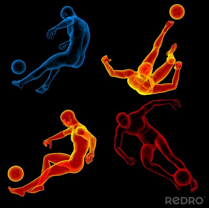 Tapete 3D-Rendering Darstellung der menschlichen Kicking Ball