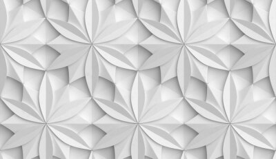 Tapete 3D Wallpaper in the form of geometric panels of white material. Flower of life. Realistic seamless texture of high quality.