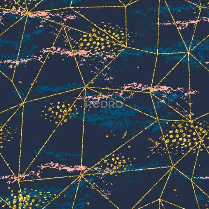 Tapete Abstract cosmic seamless pattern. Trendy hand drawn texture, glitter and geometric elements.