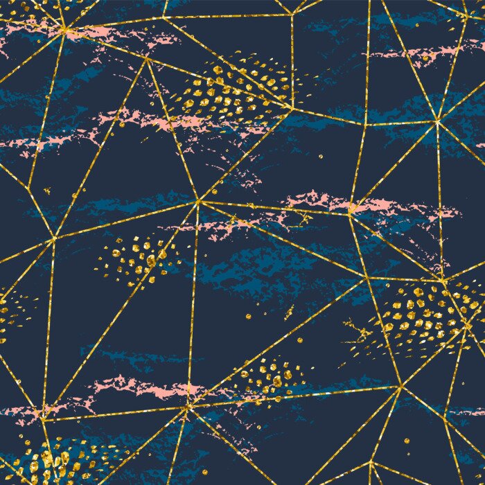 Tapete Abstract cosmic seamless pattern. Trendy hand drawn texture, glitter and geometric elements.