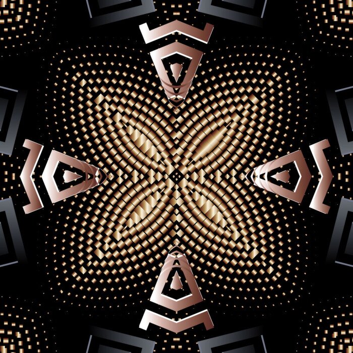 Tapete Abstract dotted half tone 3d seamless pattern. Textured grunge floral background. Volume repeat modern backdrop. Halftone flowers. Geometric ornament. Decorative design. Dots, shapes, signs, symbols