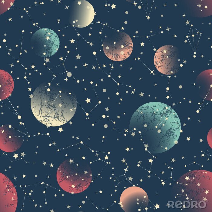 Tapete Abstract  seamless pattern. Space constellations