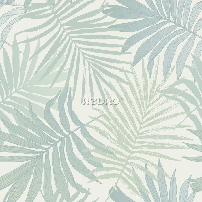 Tapete Abstract tropical foliage background in pastel green blue colors