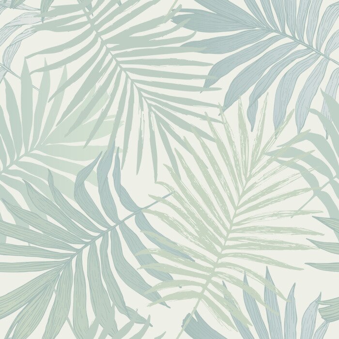 Tapete Abstract tropical foliage background in pastel green blue colors