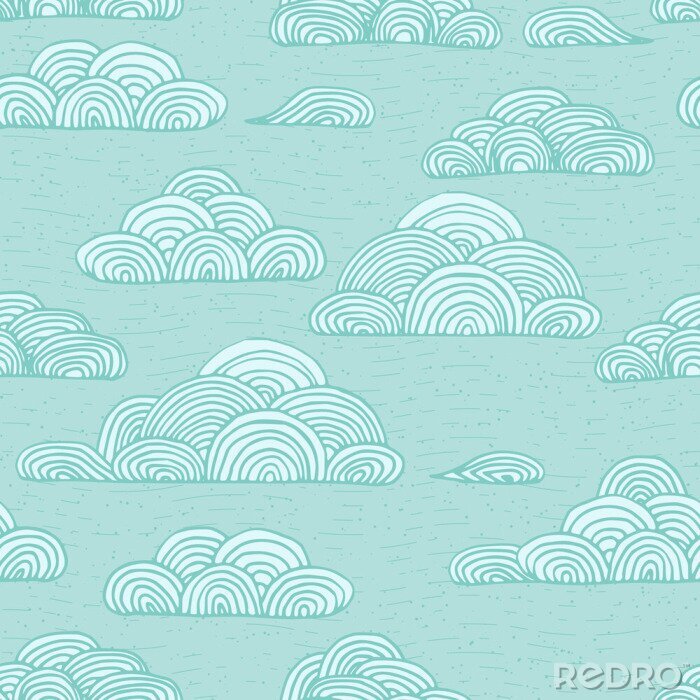 Tapete Abstract vector nahtlose sanfte Muster mit Wolken. Bunte stilisierte Hand gezeichnet bewölktem Himmel Textur auf hellem Hintergrund