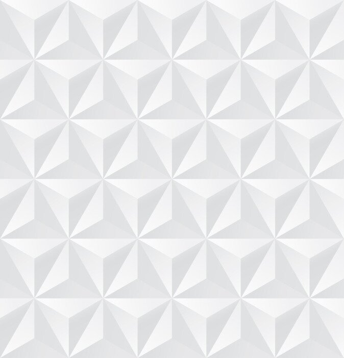 Tapete Abstract white triangle background, 3d triangle seamless pattern, Vector.