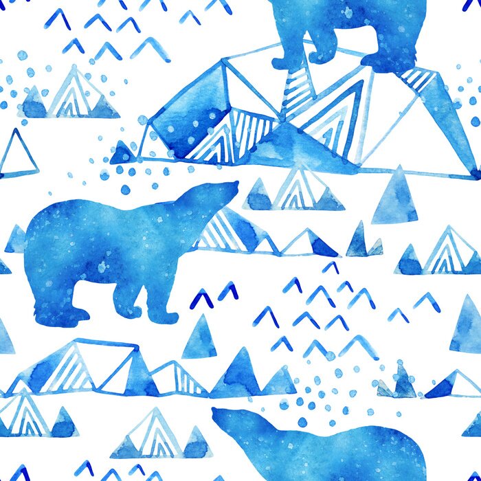 Tapete Abstrakt Aquarell arktischen Winter Hintergrund.