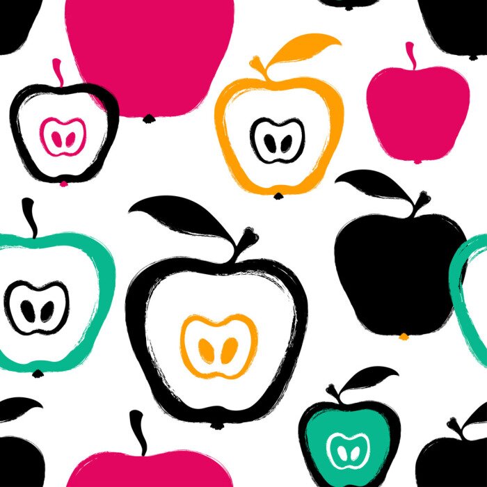 Tapete Abstrakt gestrichene Äpfel auf weißem Hintergrund