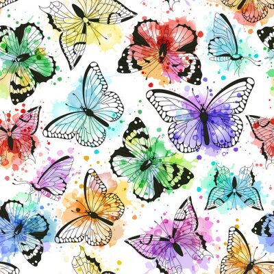 Tapete Abstrakte Aquarell-Schmetterlinge