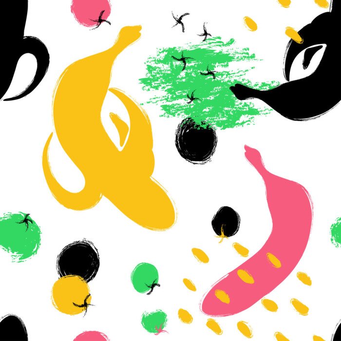 Tapete Abstrakte Bananenfrüchte und -formen