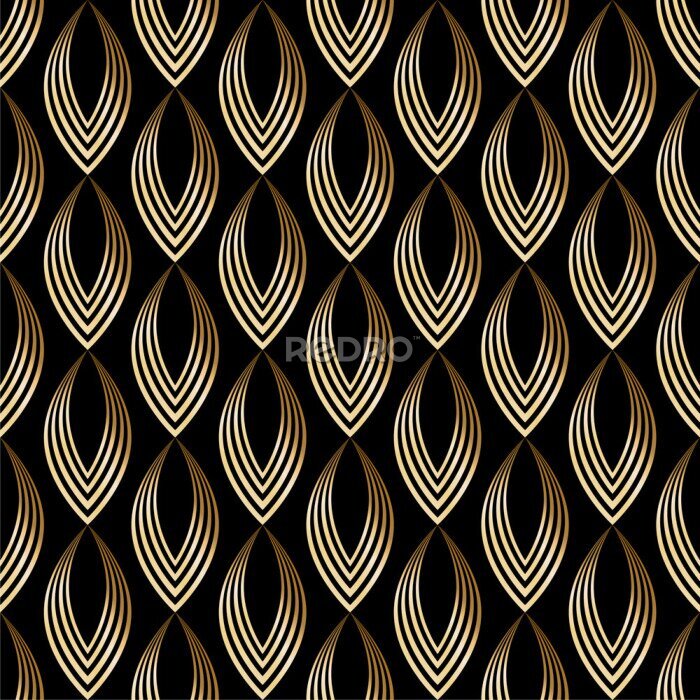 Tapete Abstrakte Blätter auf schwarzem Hintergrund