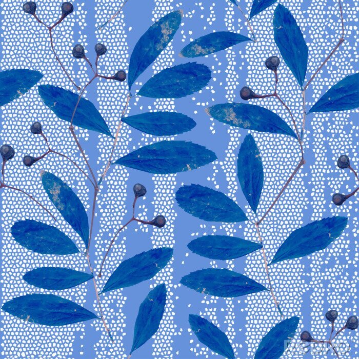 Tapete Abstrakte blaue Feldpflanzen