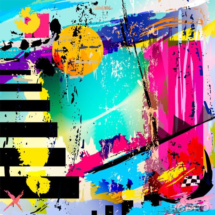 Tapete Abstrakte farbenfrohe Komposition