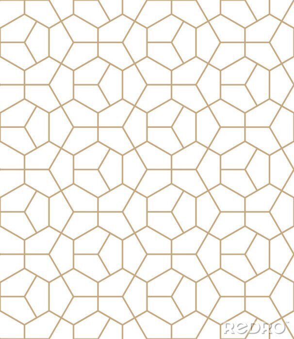 Tapete Abstrakte geometrie gold deco kunst sechseck muster