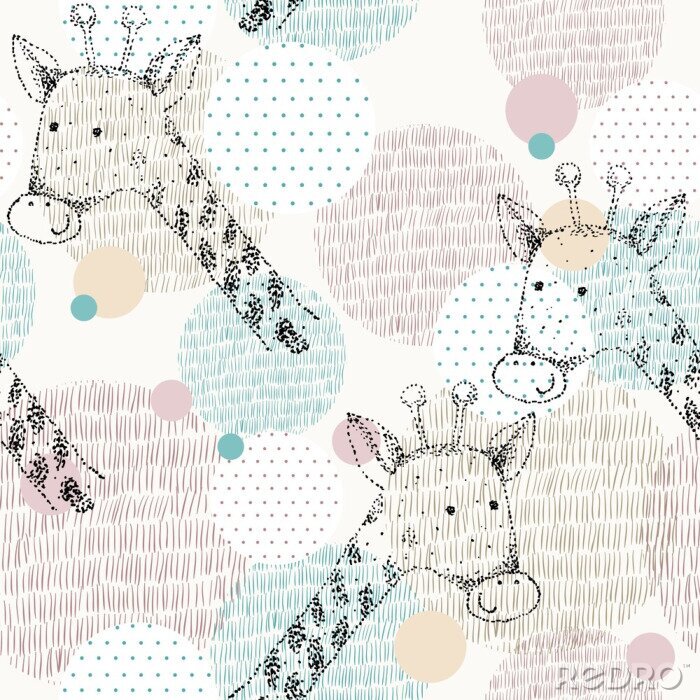 Tapete Abstrakte geometrische Giraffen