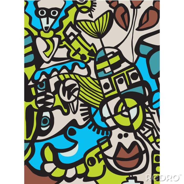 Tapete Abstrakte Gestalten an der Mauer