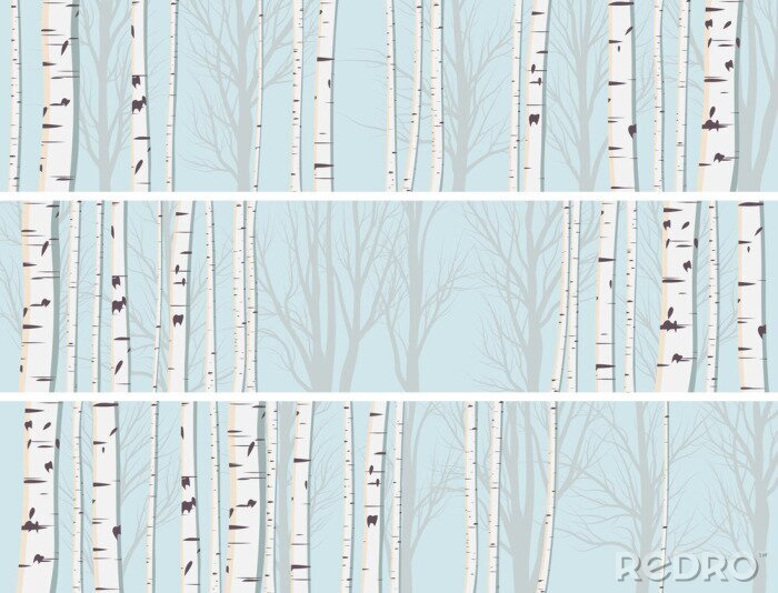 Tapete Abstrakte Grafik mit Birken