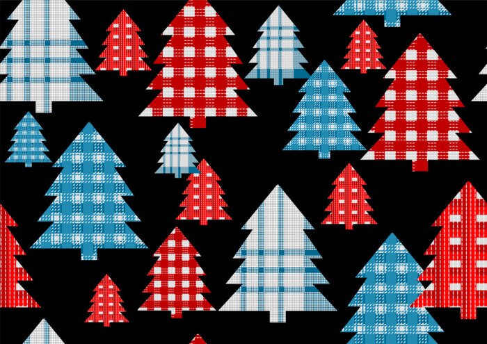 Tapete Abstrakte karierte Bäume